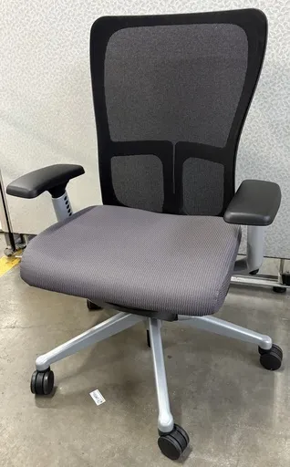 [omi] Haworth Zody Ergonomic work chair, Black Mesh, Grey Fabric seat, Silver frame & base (no lumbar)