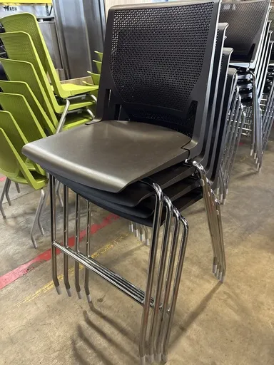Haworth Very series, Stool, Brown thermoplastic, armless, chrome frame