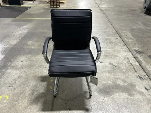OS-Black Vinyl Guest Chair with Chrome Sled Base 