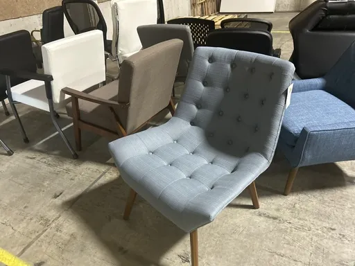 OS-Light Blue Occasional Chair w/ button accents