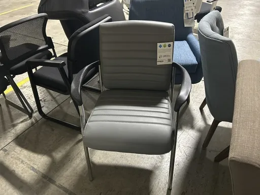 OS-Grey Vinyl Guest Chair, Chrome Frame