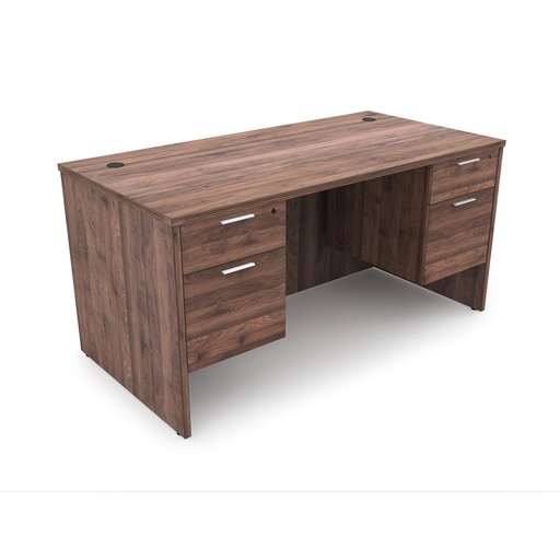 [D3066DP WN] Euroline 30x66 Dbl Ped Desk Walnut