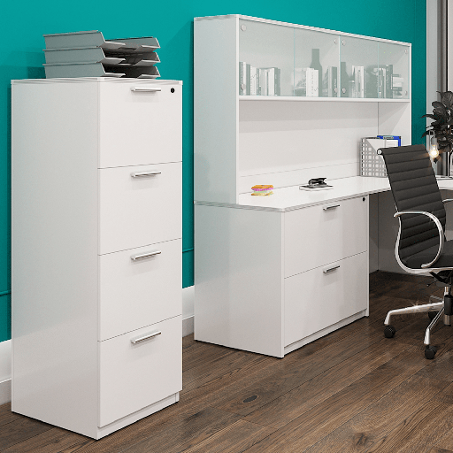 [VF4DR] Euroline 4 Drawer Vertical Letter File White