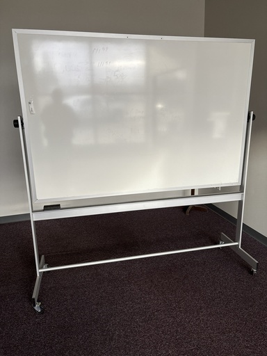 Mobile 48x72 two sided White board w/tray