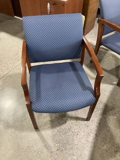 Blue Pattern Side Chair Cherry Frame