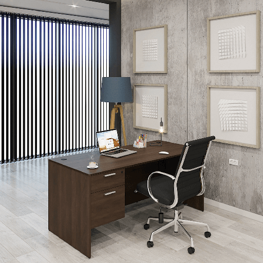 Euroline 30x66 Sgl Ped Desk Walnut