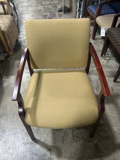 Wood Frame Guest Chair - yellow seat