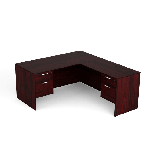 [D7172DP-36- LH MAH] Euroline 36x71 Dbl Ped L Desk LH Mahogany