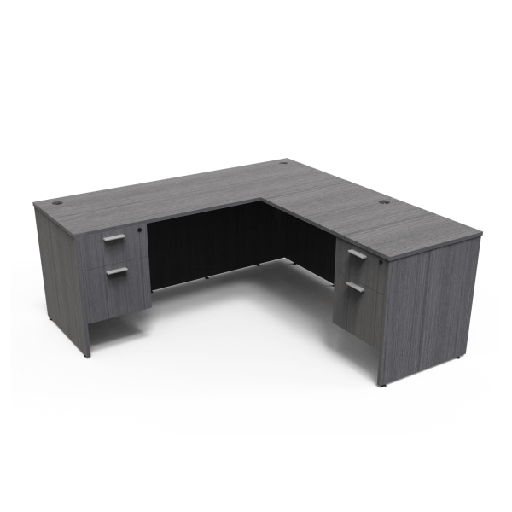 [D7172DP-36- RH SG] Euroline 36x71 Dbl Ped L Desk RH Grey